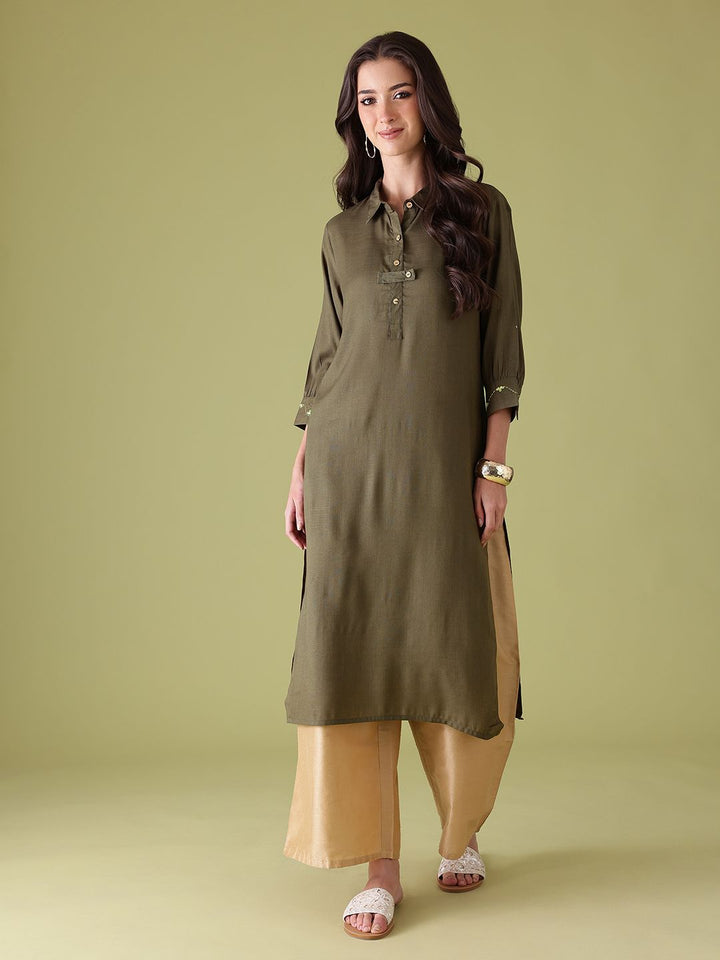 Anouk Women Shirt Collar Kurta