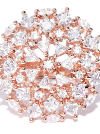 Zaveri Pearls Rose Gold-Plated CZ Stone-Studded Adjustable Finger Ring