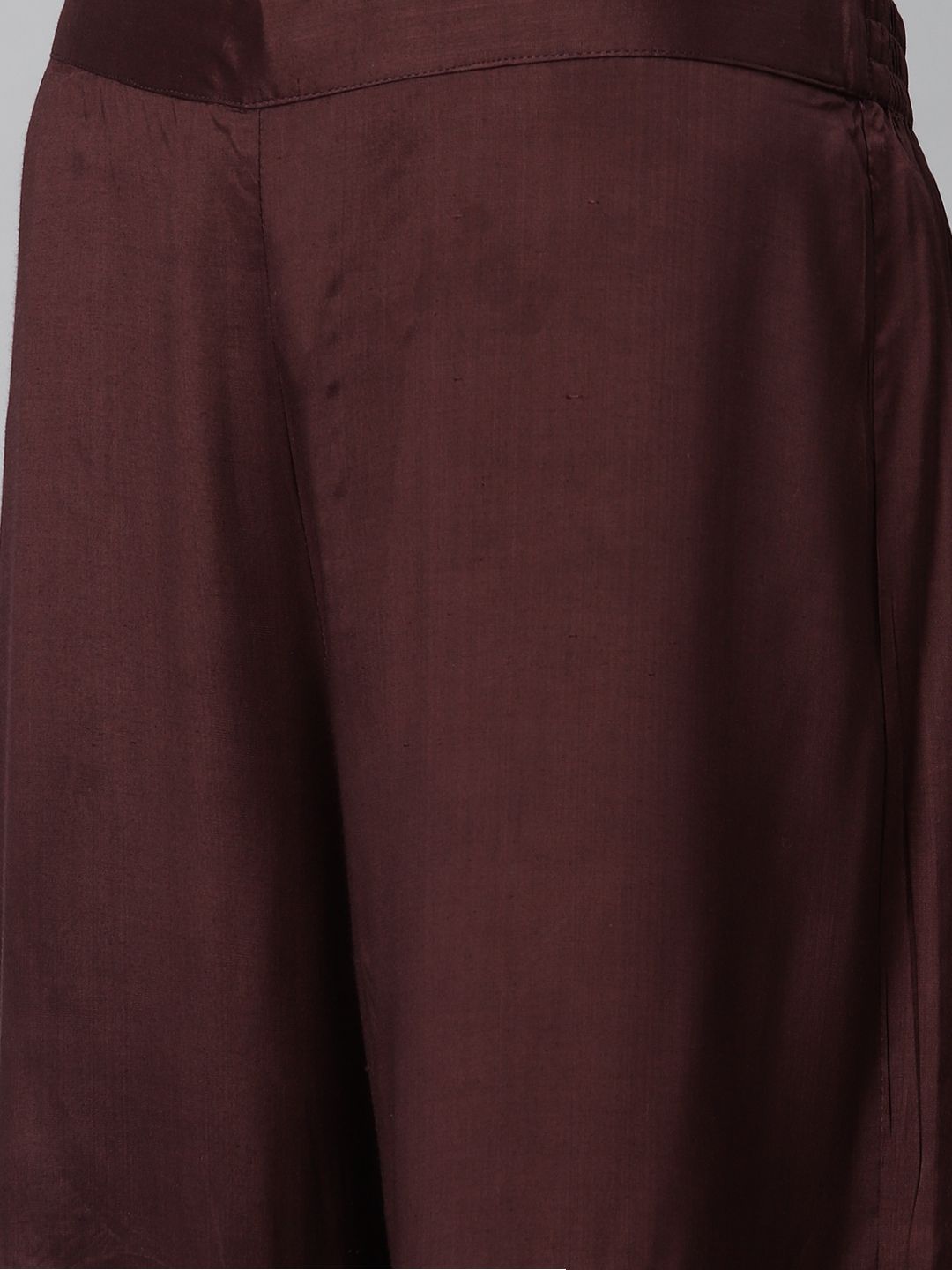 W Women Burgundy & Golden Woven Design Kurta with Sharara & Dupatta