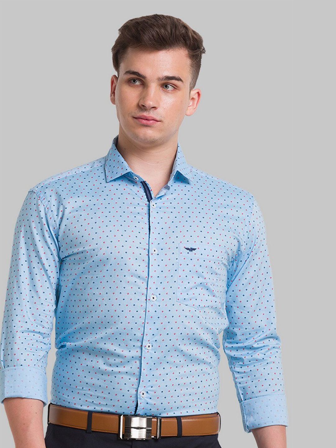 Park Avenue Men Blue Slim Fit Printed Formal Shirt