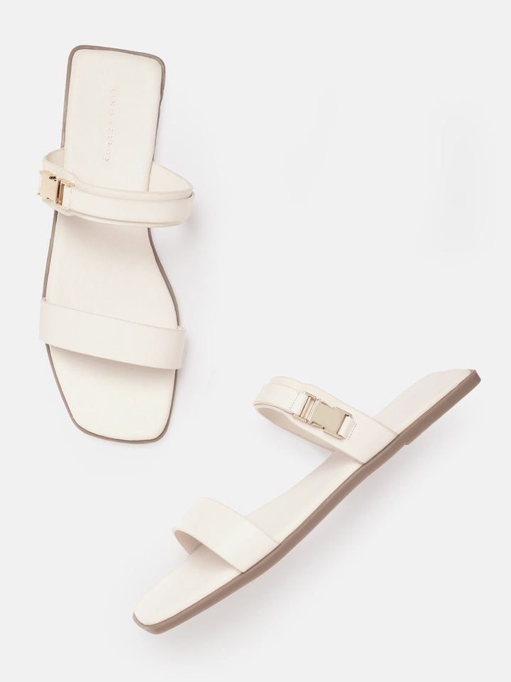 Lino Perros Women Open Toe Flats with Buckle Detail