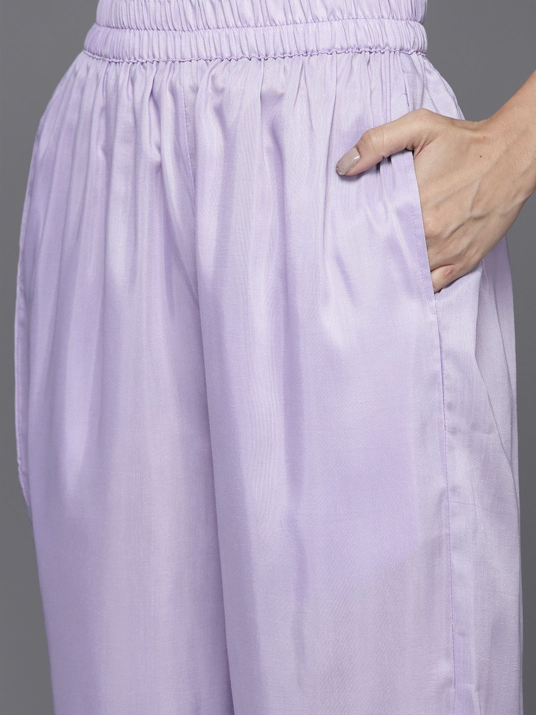 Libas Women Lavender Kurta with Palazzos & With Dupatta