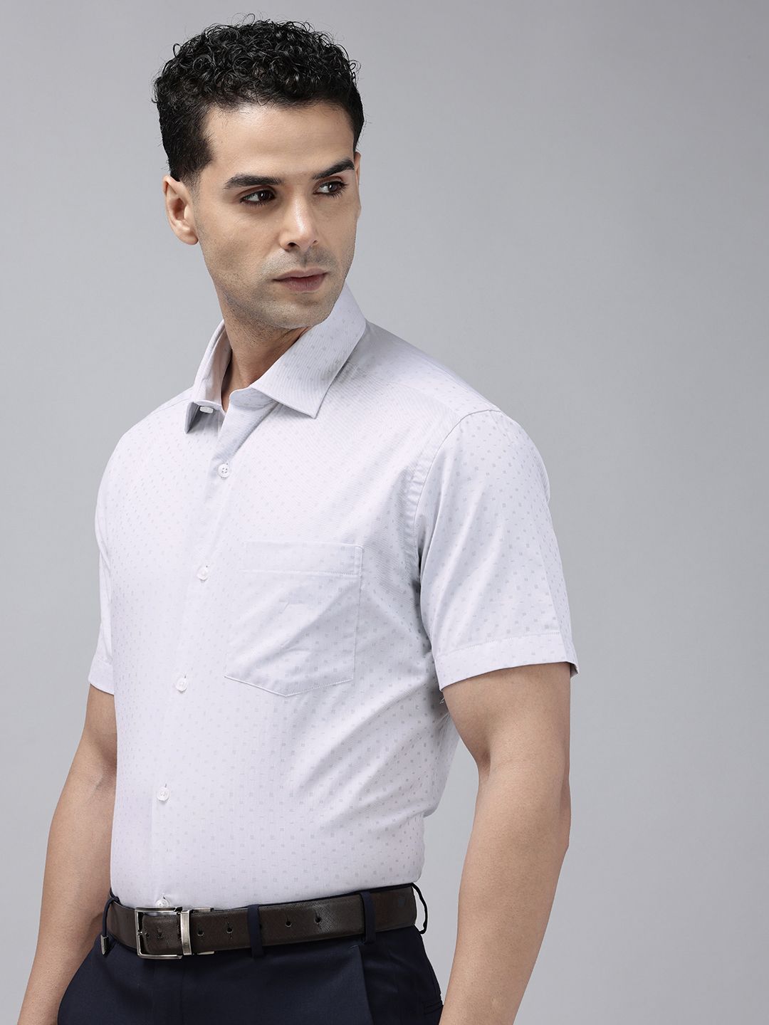 Park Avenue Geometric Self Design Pure Cotton Formal Shirt
