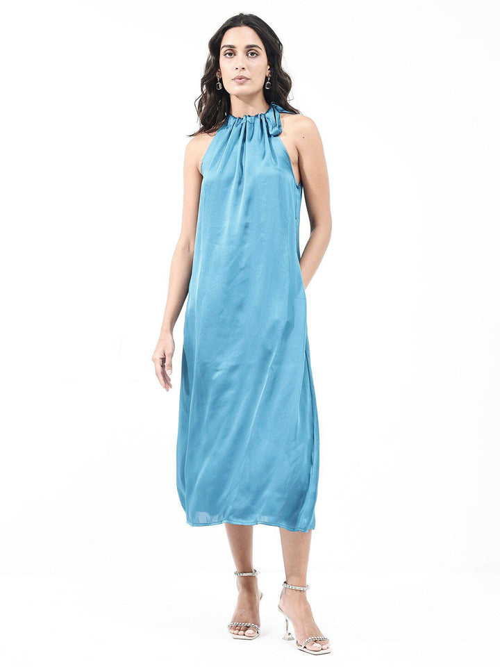 RAREISM High Neck Sleeveless A-Line Maxi Dress