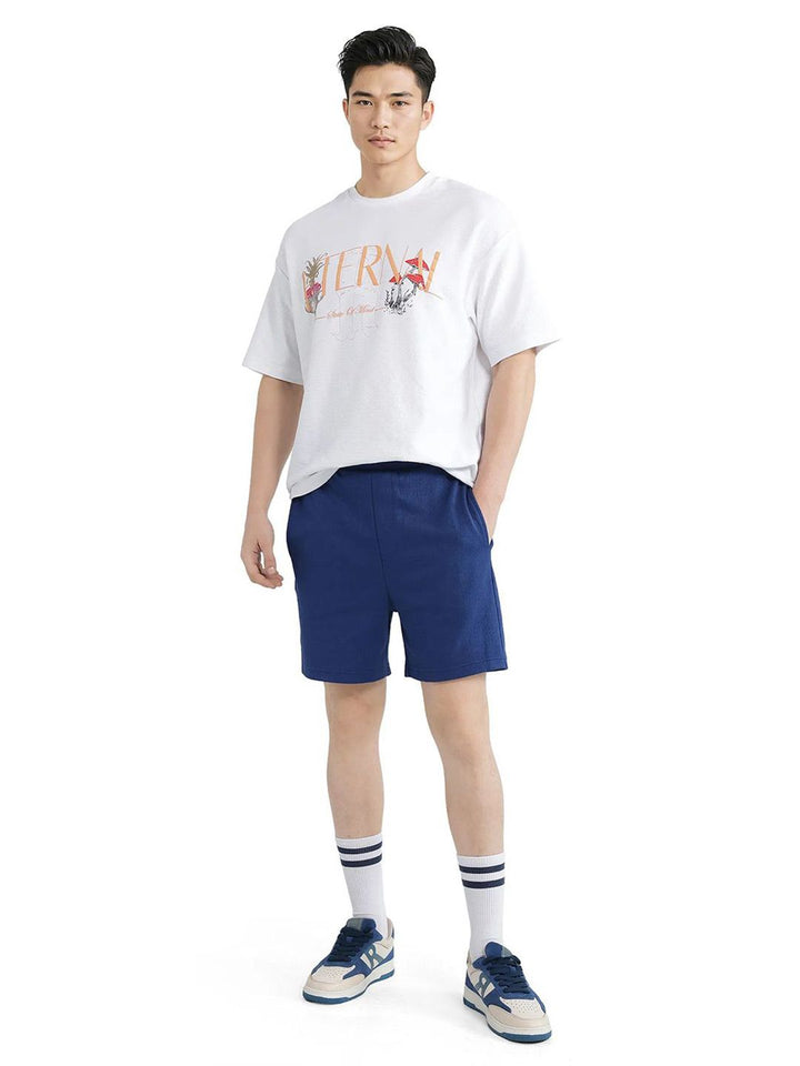 Lelaki Arnab Langka Kelor Primer Blue Mid-Rise Regular Cotton Shorts