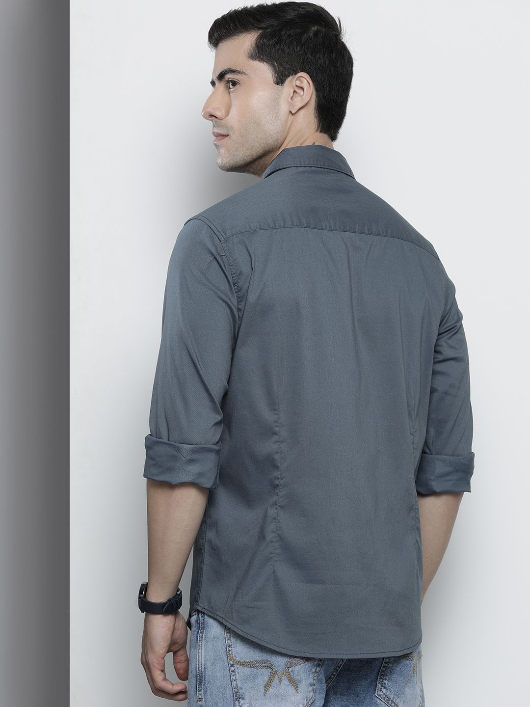 The Indian Garage Co Men Teal Blue Solid Comfort Fit Casual Shirt