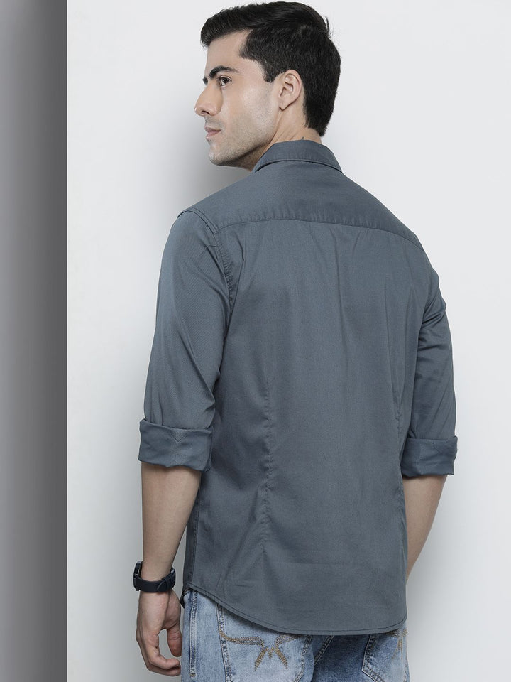 The Indian Garage Co Men Teal Blue Solid Comfort Fit Casual Shirt