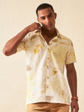 DENNISON Smart Fit Floral Printed Casual Hemp Shirt