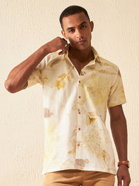 DENNISON Smart Fit Floral Printed Casual Hemp Shirt