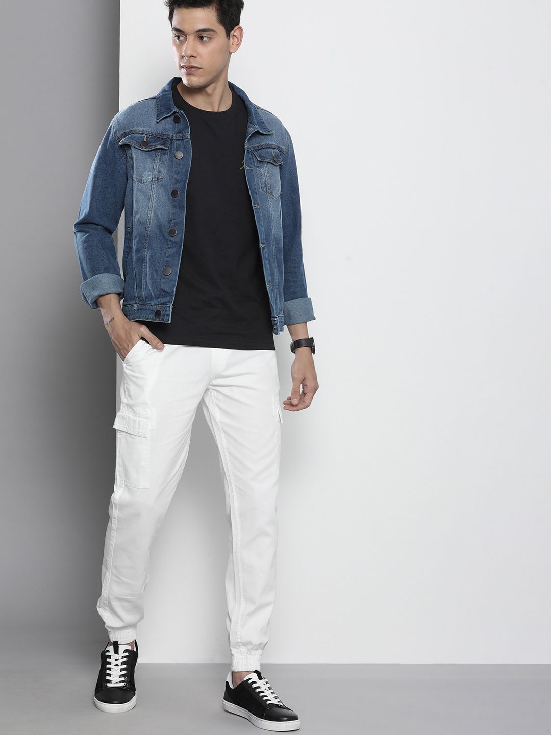The Indian Garage Co Men White Slim Fit Cotton Joggers