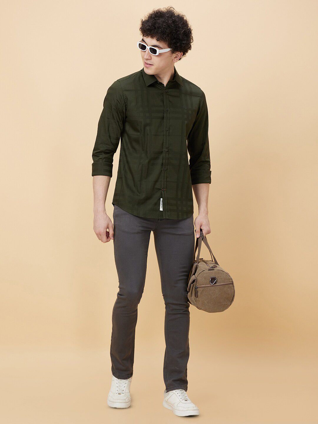 Being Human Checked Spread Collar Slim Fit Opaque Cotton Casual Shirt
