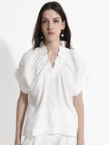 RAREISM Solid V-Neck Extended Sleeves Top
