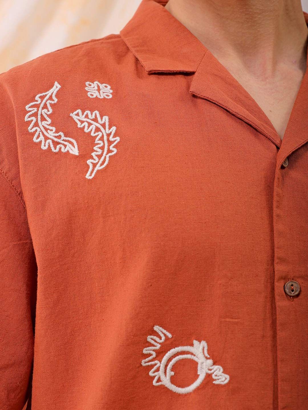 The Indian Garage Co Men Relaxed Fit Embroidery Resortwear Shirt