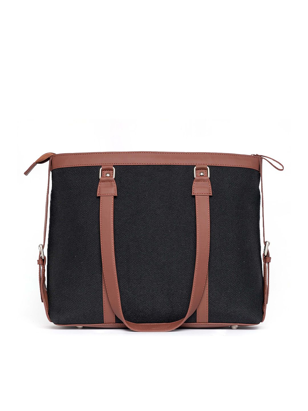 ZOUK Black Solid Vegan Leather Sustainable Laptop Bag