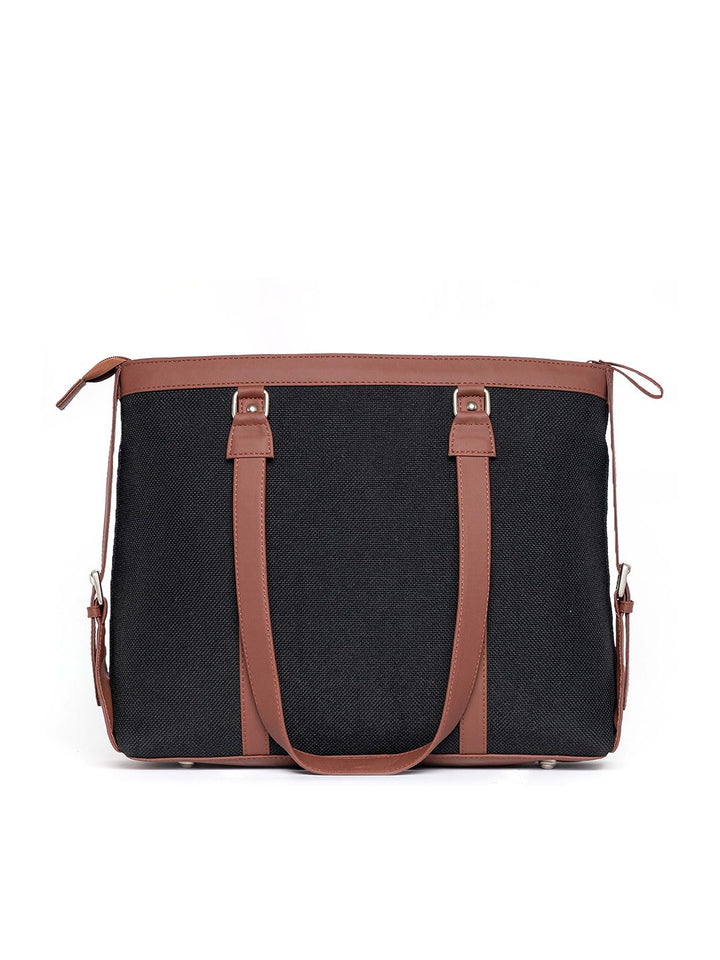 ZOUK Black Solid Vegan Leather Sustainable Laptop Bag