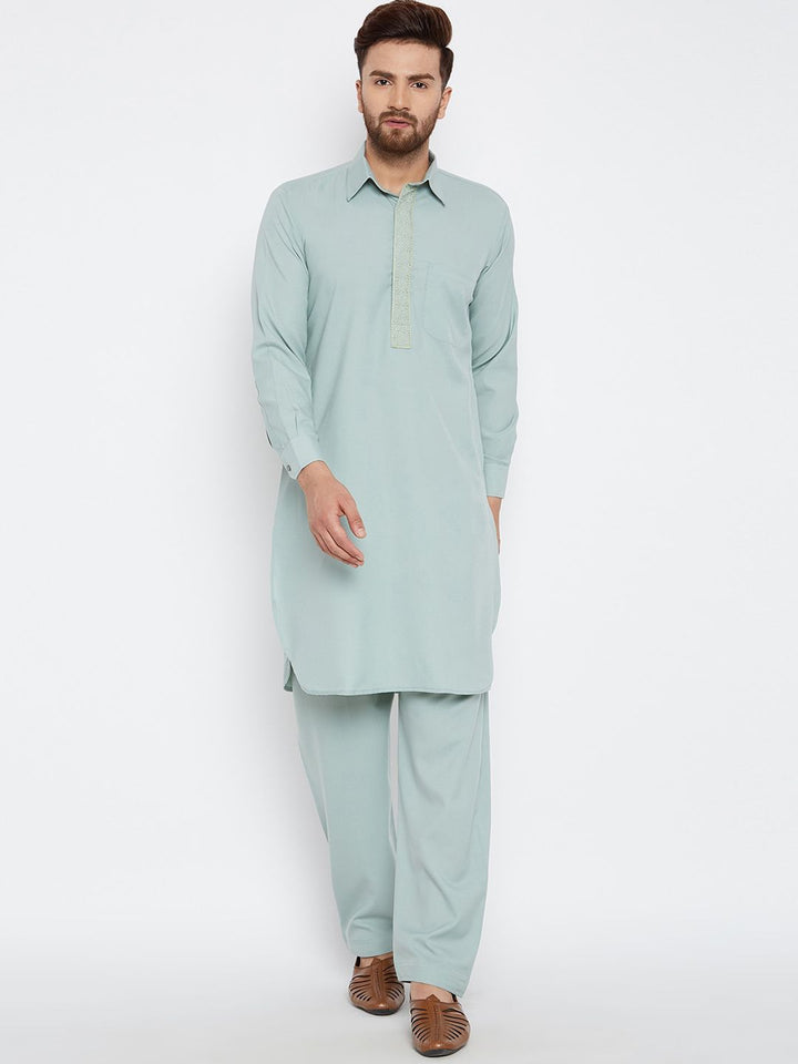 SOJANYA Baju Kolar Kapas Linen Pathani Kurta dengan Piyama