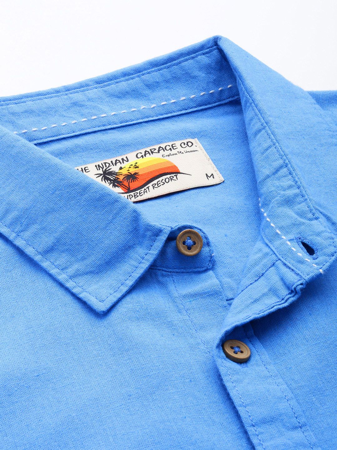 The Indian Garage Co Men Slim Fit Solid Linen Resortwear Shirt