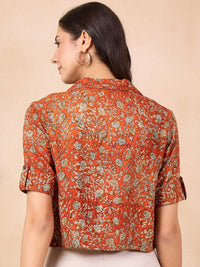 Anouk Rust Floral Print Cotton Shirt Style Top