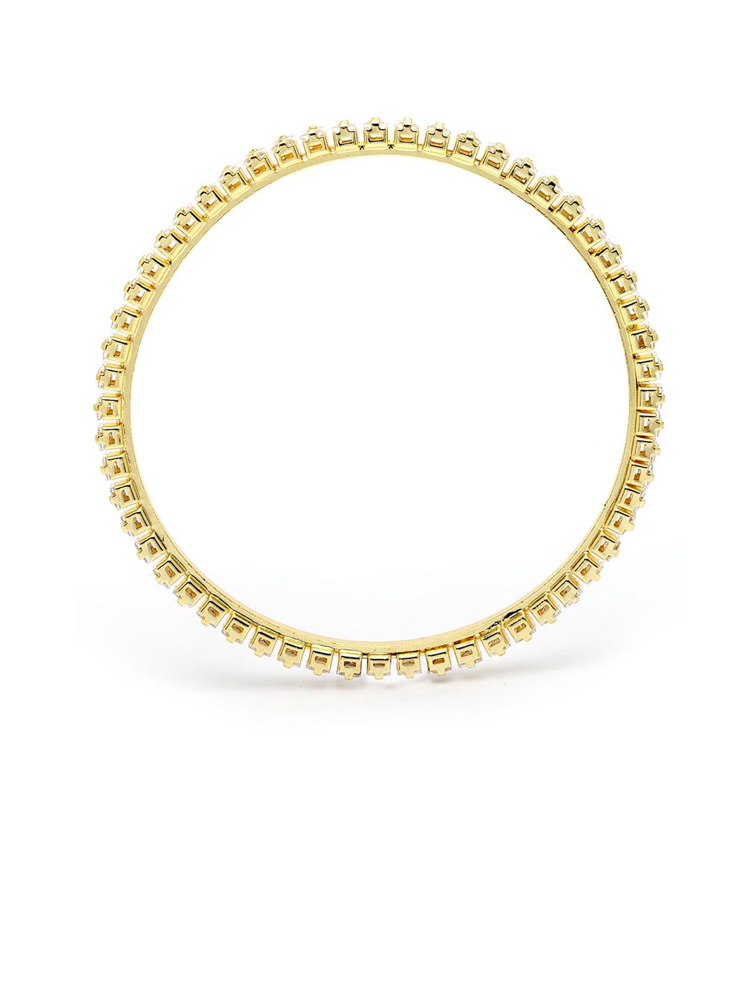 KARATCART Set Of 4 Gold-Plated White AD-Studded Bangles
