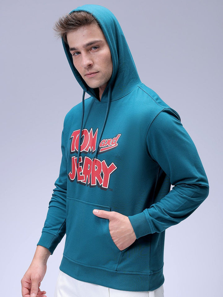 The Indian Garage Co Men Regular Fit Tom & Jerry Printed Overhead Hooded Sweatshirt