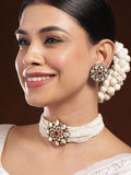 Rubans 22K Gold-Plated Kundan & Ruby Studded Multi-Strand Pearl Beaded Choker Necklace Set