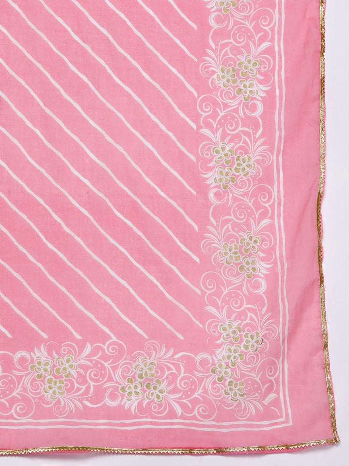 Libas Ethnic Motifs Printed Thread Work Anarkali Kurta With Palazzos & Dupatta