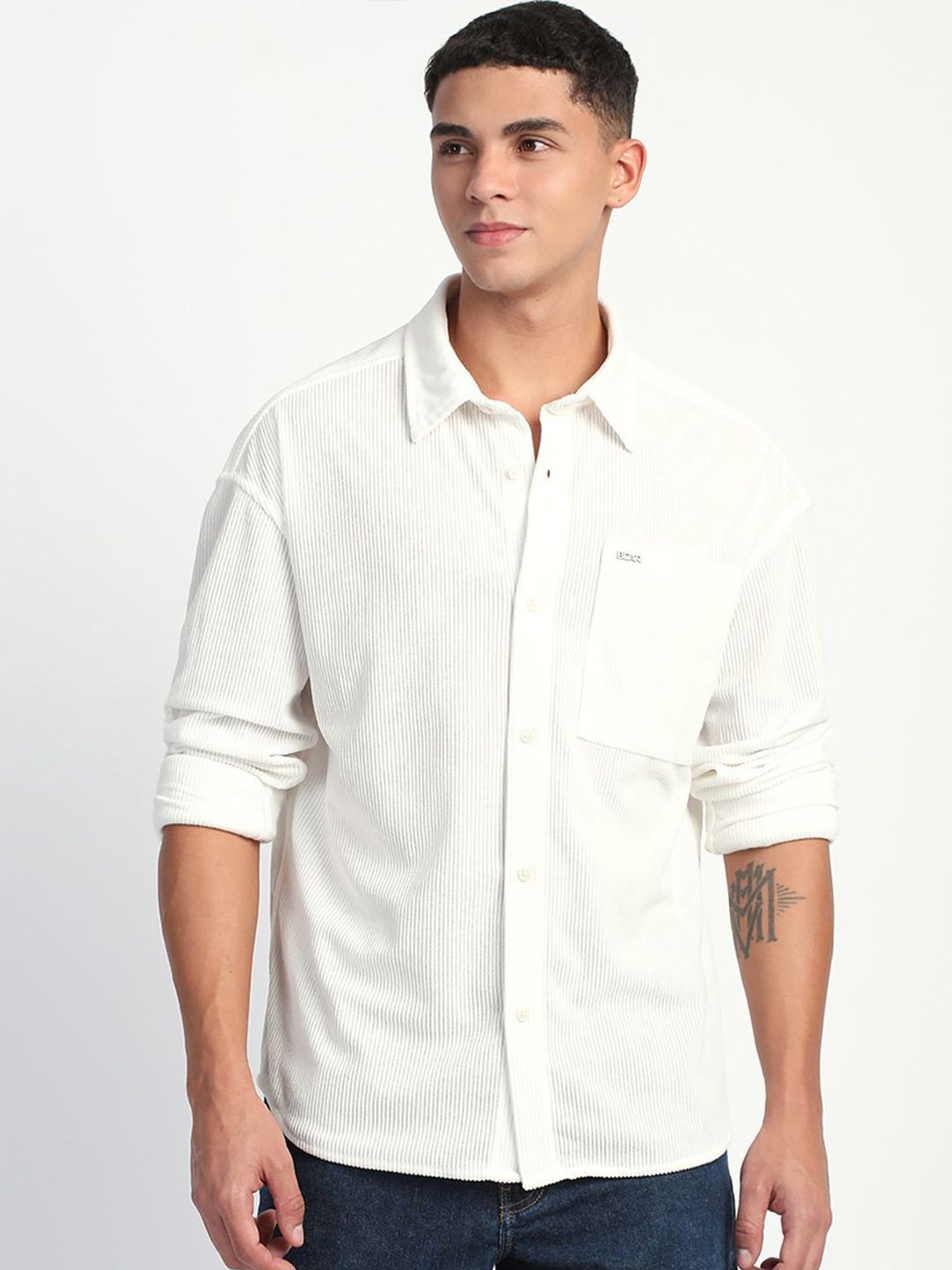 THE BEAR HOUSE Men Corduroy Relaxed Fit Casual Shirt