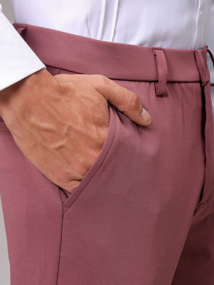 The Indian Garage Co. X Luxe Men Textured Slim Fit Chinos Trousers