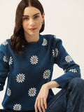 DressBerry Acrylic Floral Pattern Pullover