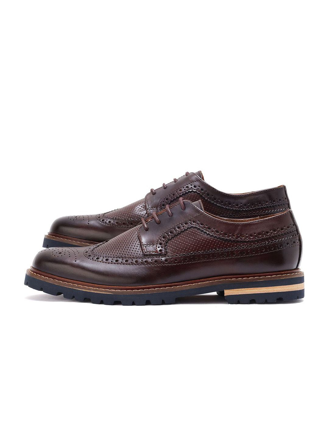 RARE RABBIT Men Textured Leather Formal Brogues