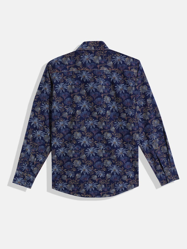Monte Carlo Boys Floral Self Design Casual Smart Fit Shirt