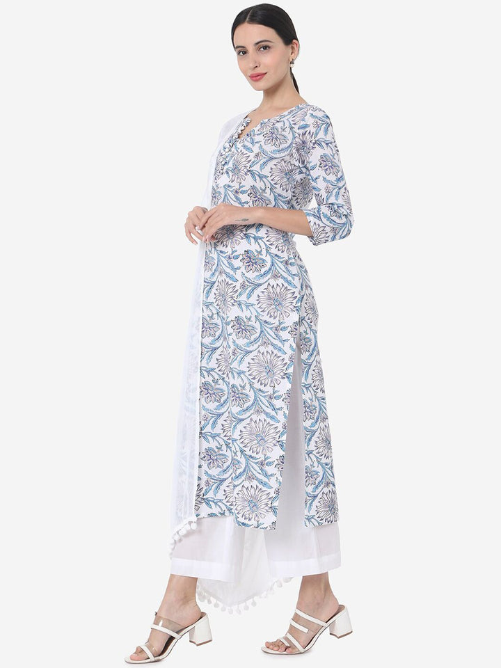 KALINI Women Floral Printed Regular Kurta with Trousers & With Dupatta