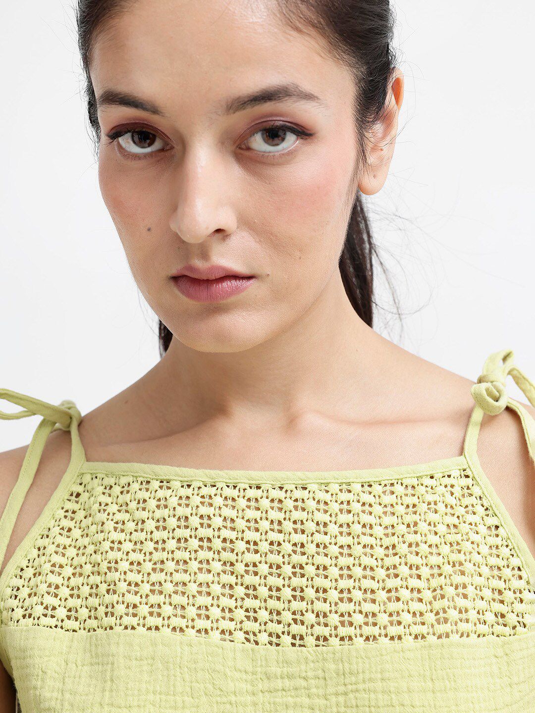 RAREISM Self Design Shoulder Straps Cotton Top