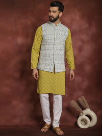 Anouk Embroidered Regular Thread Work Cotton Kurta with Churidar