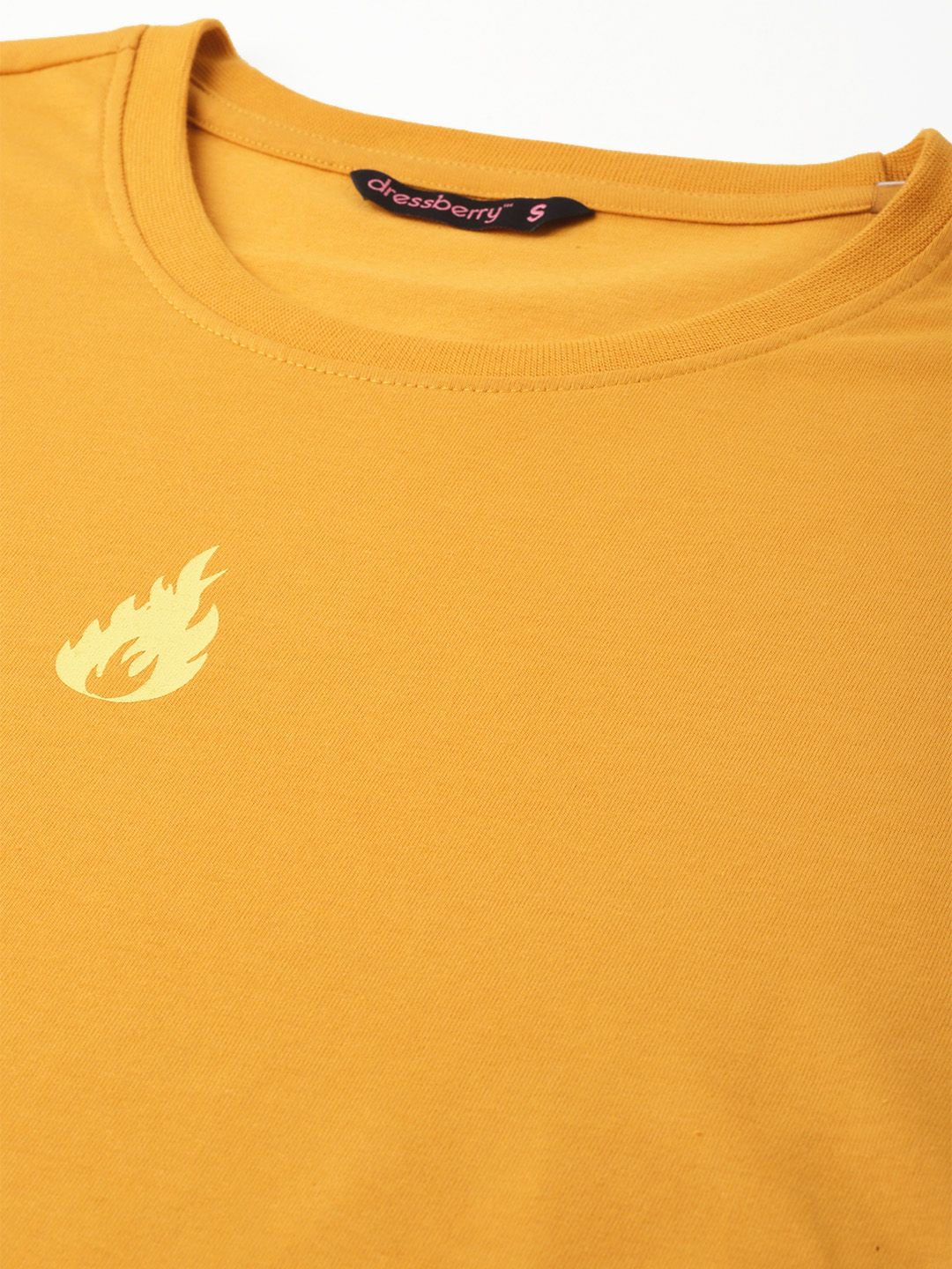 DressBerry Illuminating Yellow Drop-Shoulder Crop T-shirt