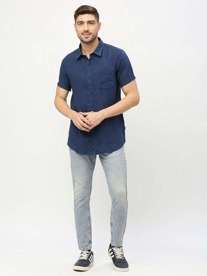 SPYKAR Spread Collar Linen Casual Shirt