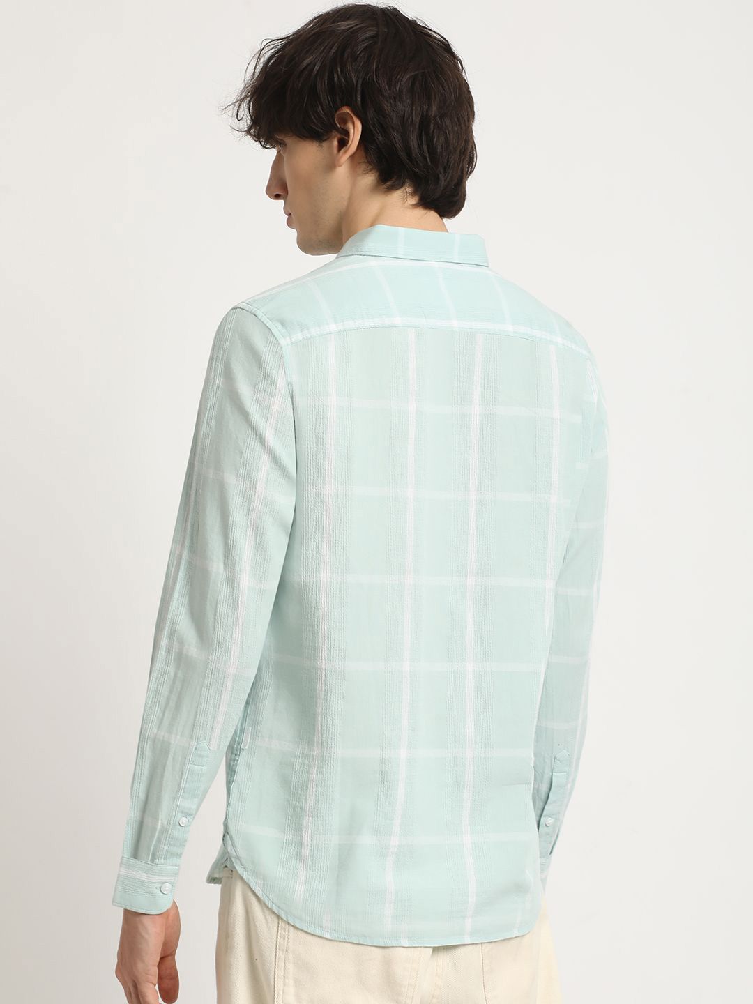 THE BEAR HOUSE Slim Fit Windowpane Checked Casual Shirt
