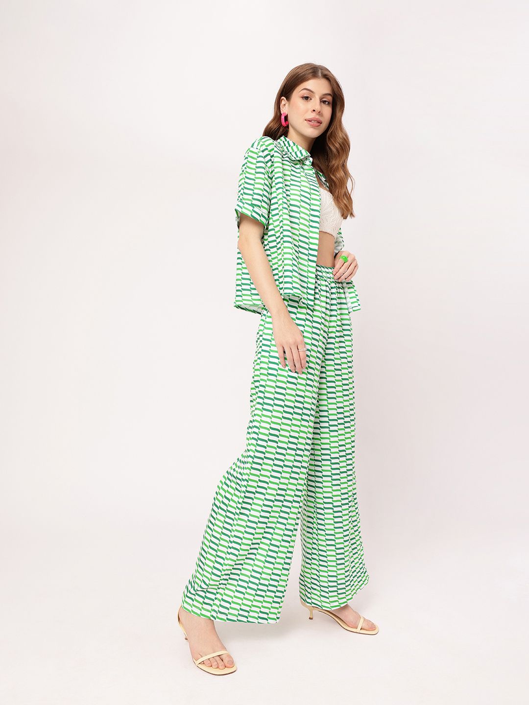 Vacanza In Sync Printed Shirt And Palazzos Co-ords