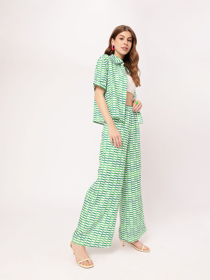 Vacanza In Sync Printed Shirt And Palazzos Co-ords