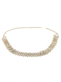 Karatcart Gold-Plated White Kundan-Studded & Pearl Beaded Waist Chain
