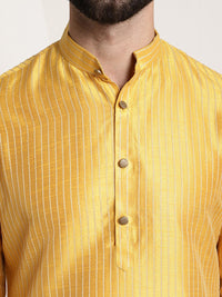 Sojanya Men Mustard Yellow & Golden Embellished Kurta