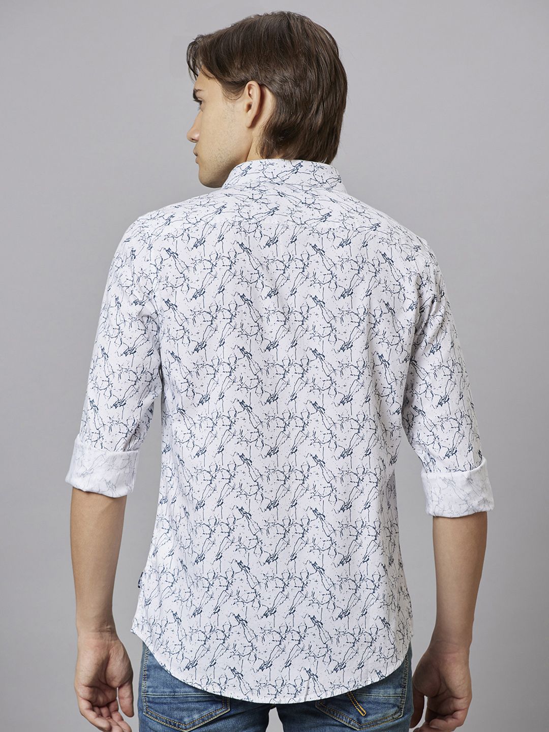 Being Human Abstract Printed Shirt Collar Slim Fit Pure Cotton Casual Shirt
