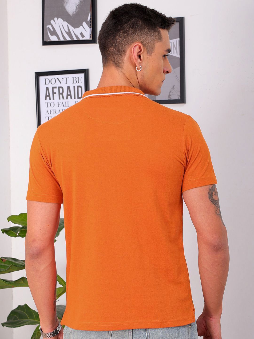 The Indian Garage Co Men Polo Collar Pockets Slim Fit T-shirt