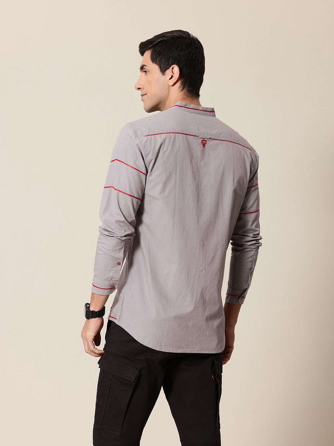 Mr Bowerbird Pure Cotton Floral Embroidered Tailored Fit Opaque Casual Shirt