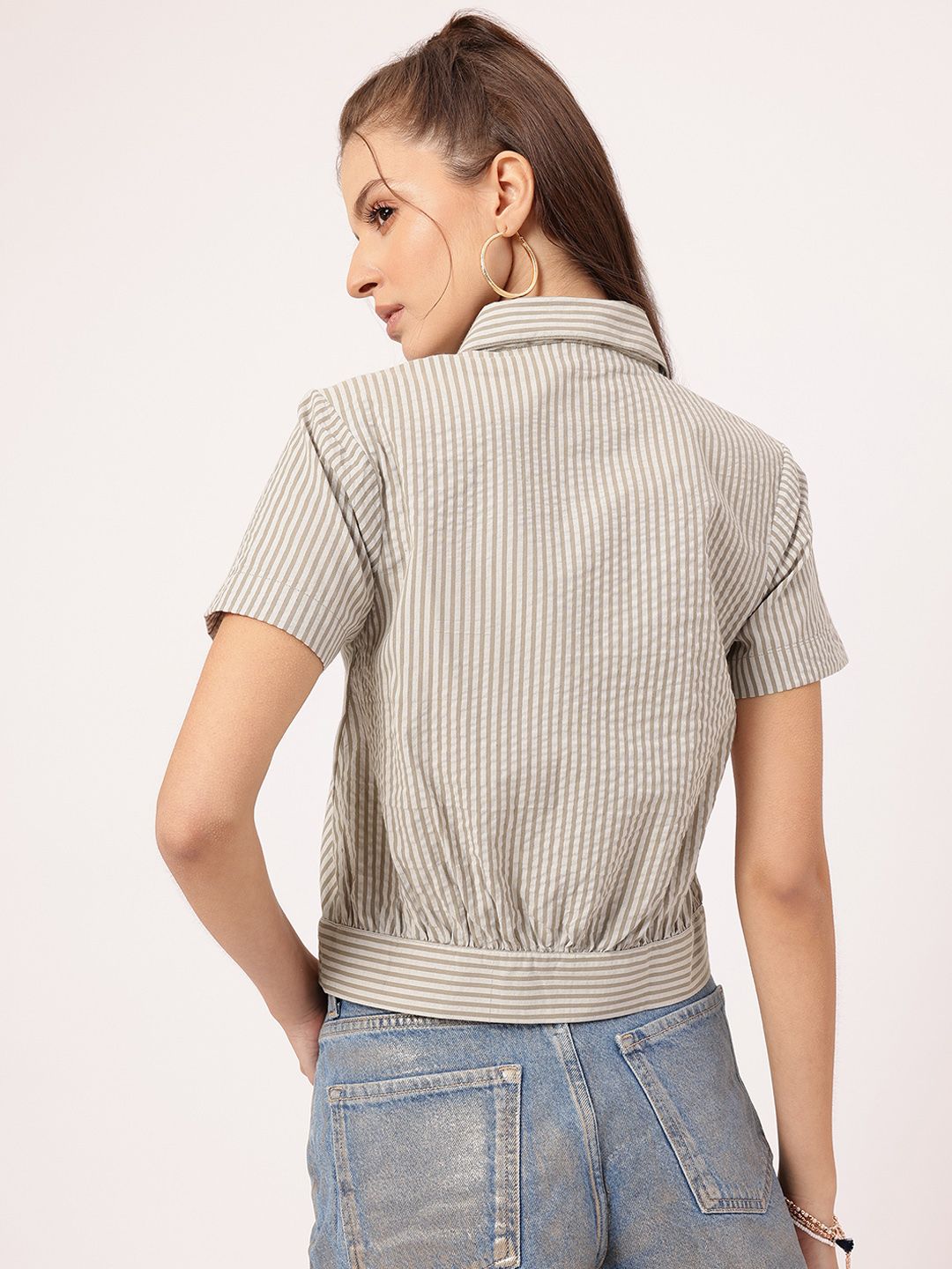 DressBerry Elevated Edge Pinstriped Seersucker Shirt