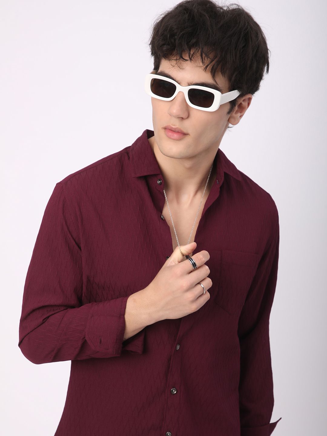 VASTRADO Men Classic Slim Fit Opaque Casual Shirt