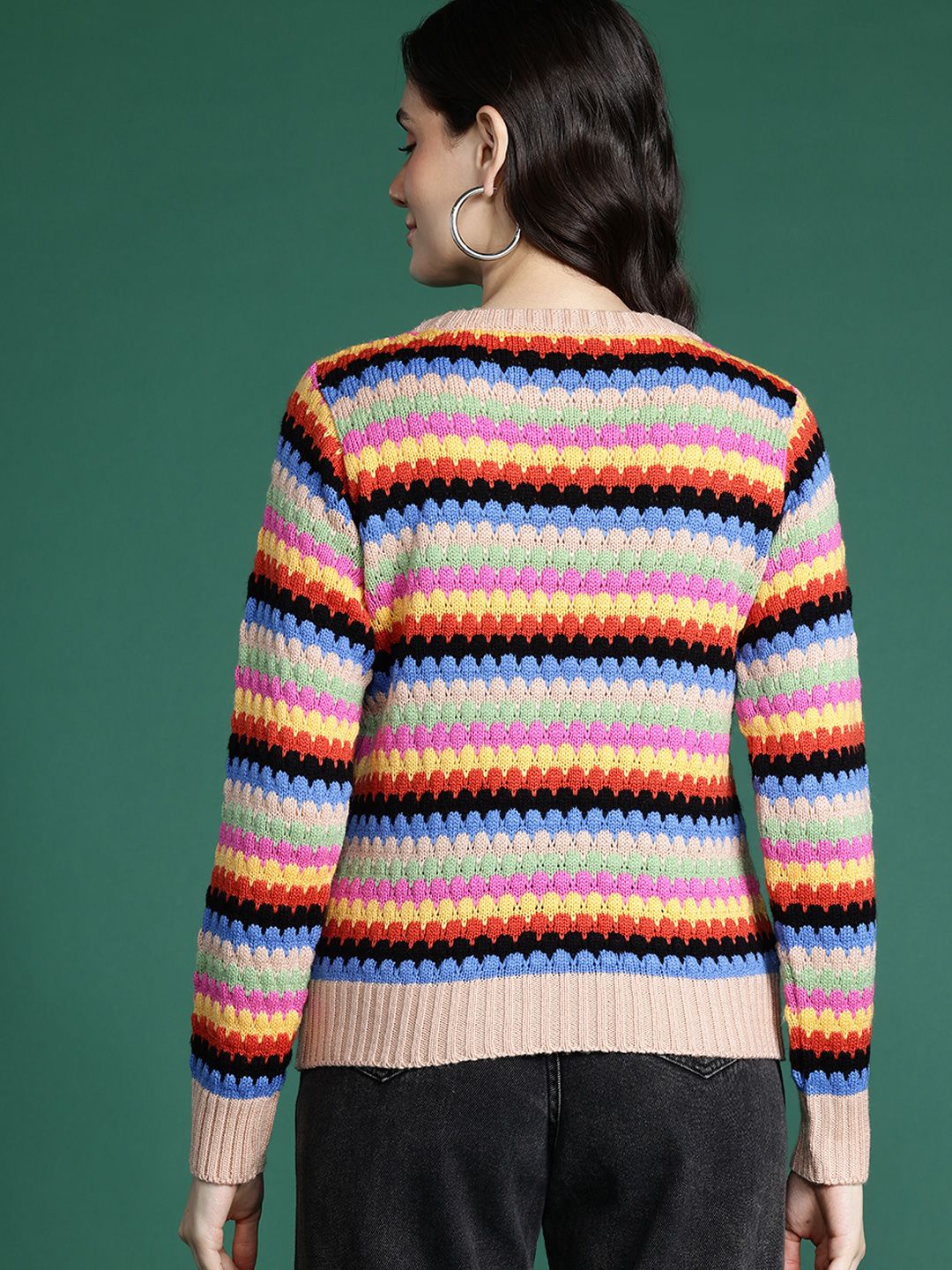 DressBerry Pure Acrylic Self-Design Pullover
