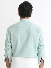 RARE RABBIT Men Tehran Slim Fit Band Collar Cotton Shirt