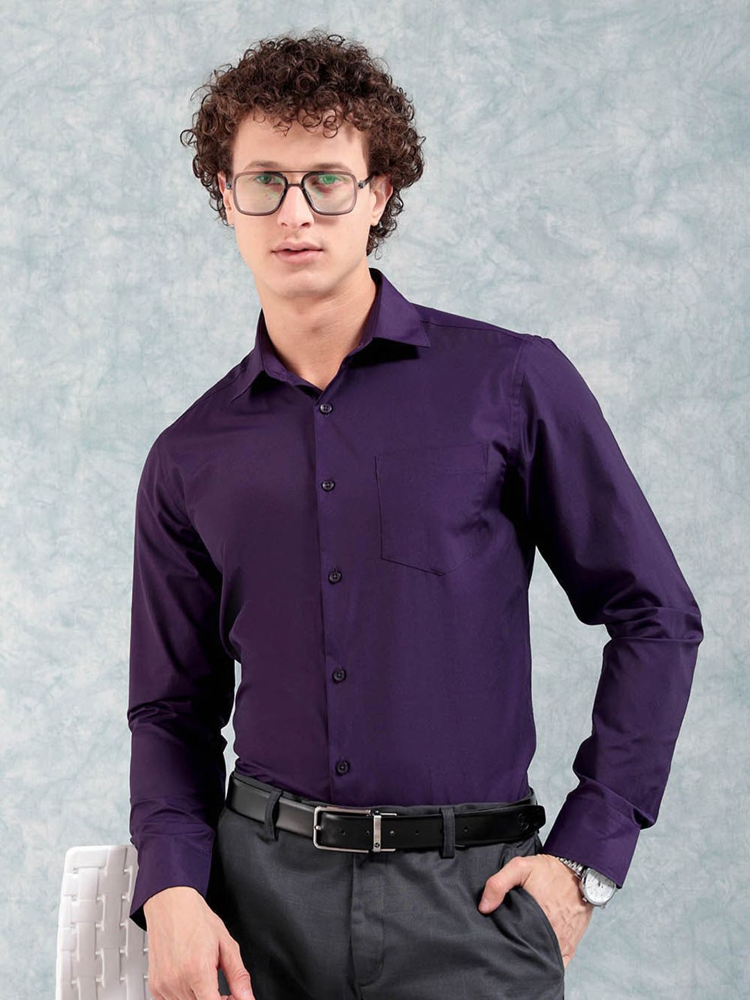 The Indian Garage Co. X Luxe Slim Fit Long Sleeves Cotton Opaque Formal Shirt