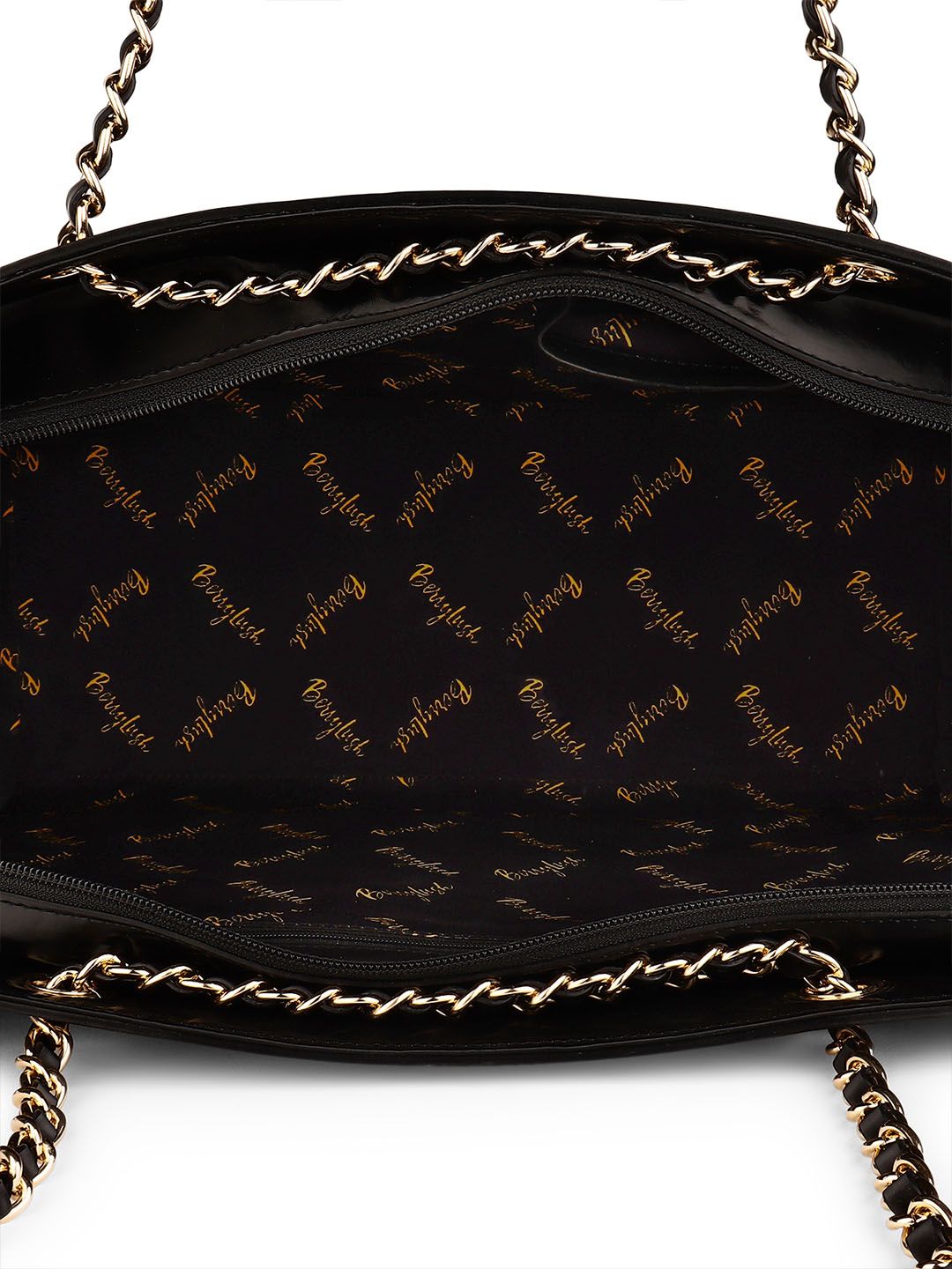 Berrylush Black PU Structured Oversized Shoulder Bag